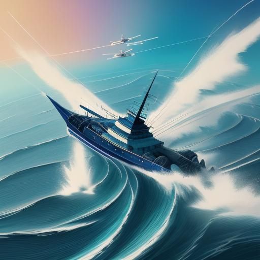 Anime Aeroplanes Soaring Over Water Village