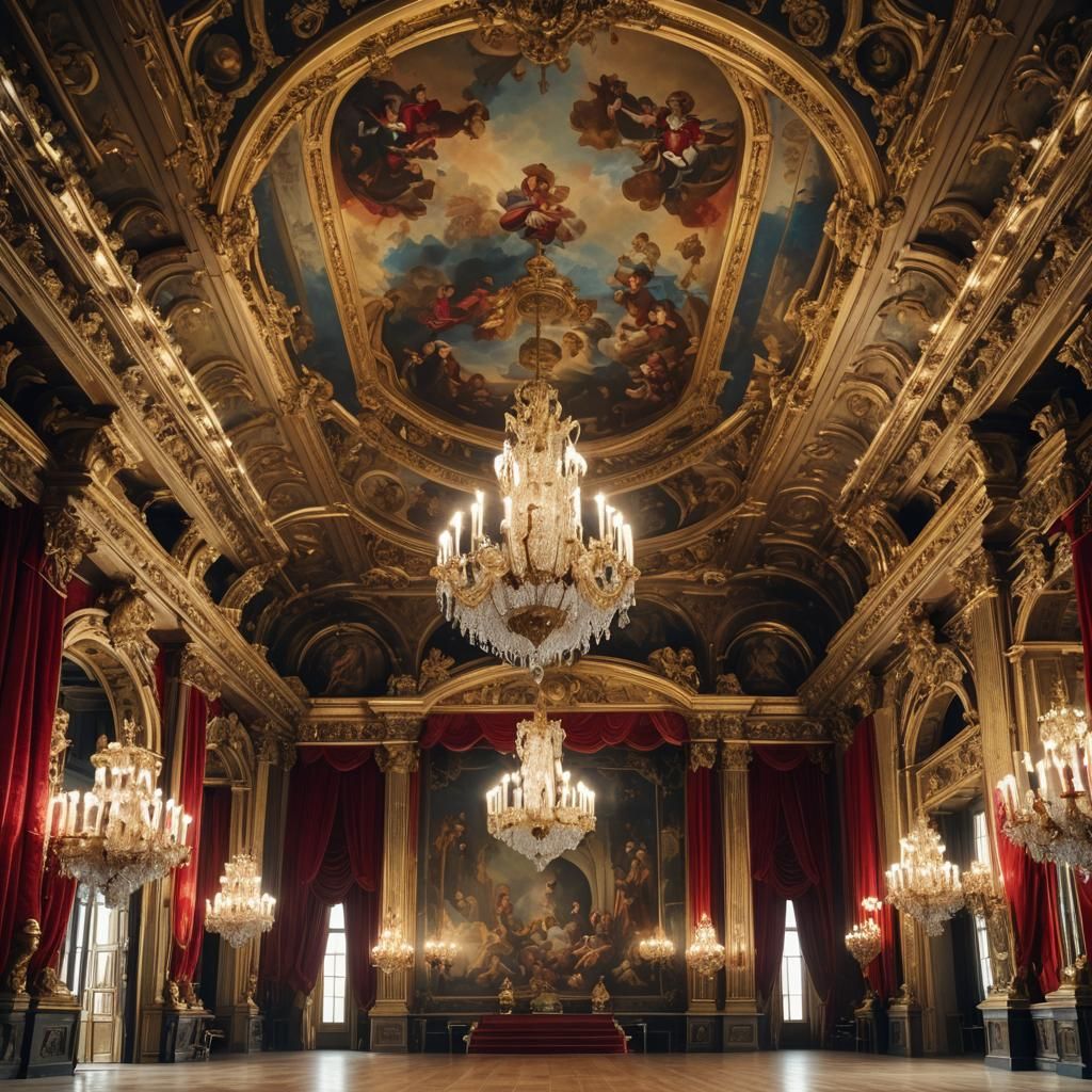 Baroque Opera House Stage in Oil Painting Style