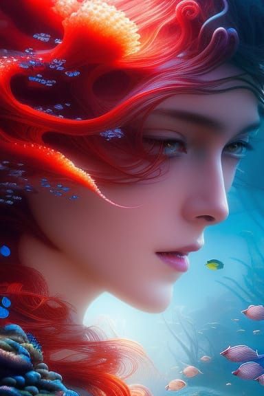 Octopus Meeting in Atlantis: Iridescent Digital Art