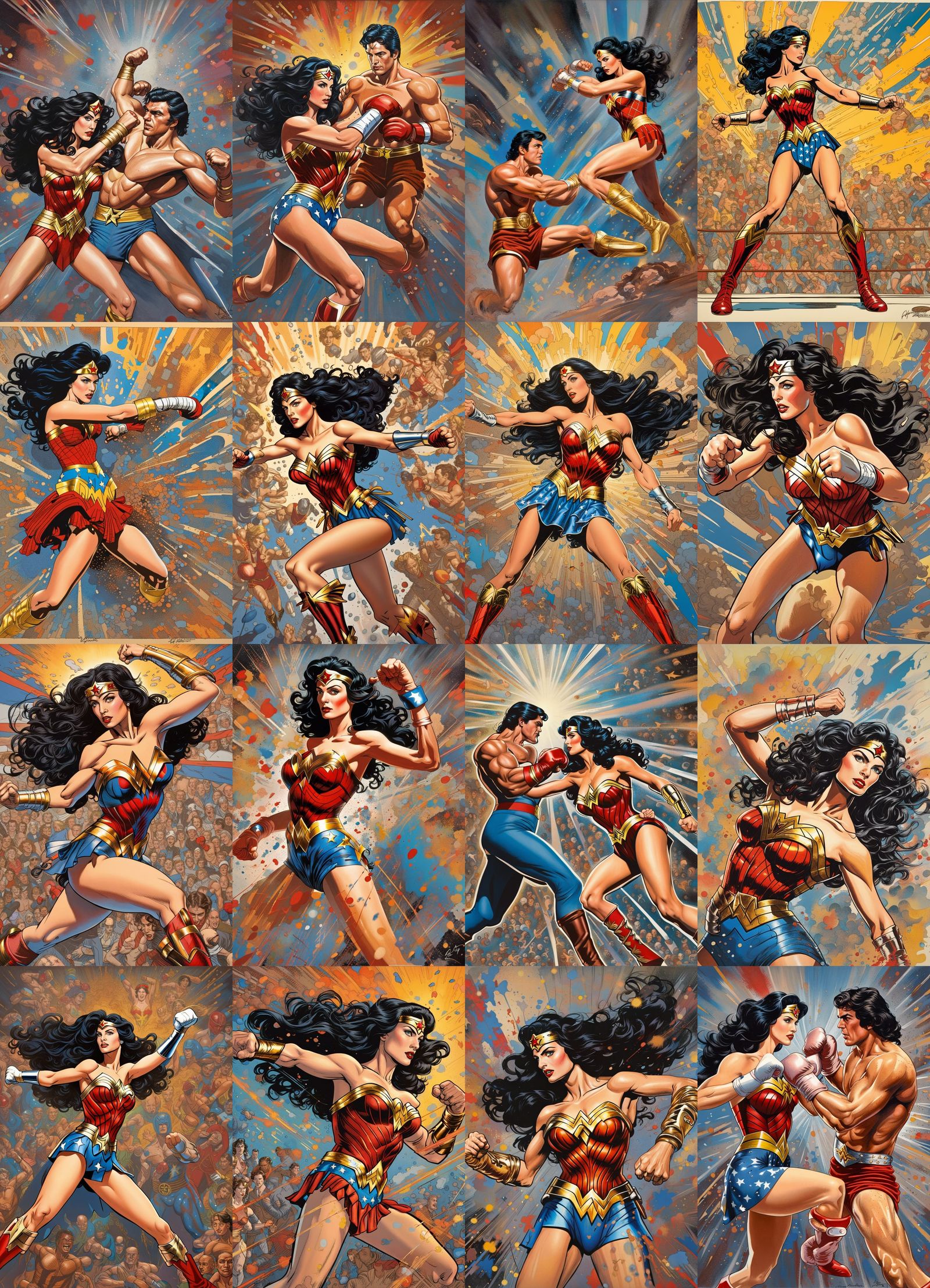 Wonder Woman Boxing: Dynamic Action Painting
