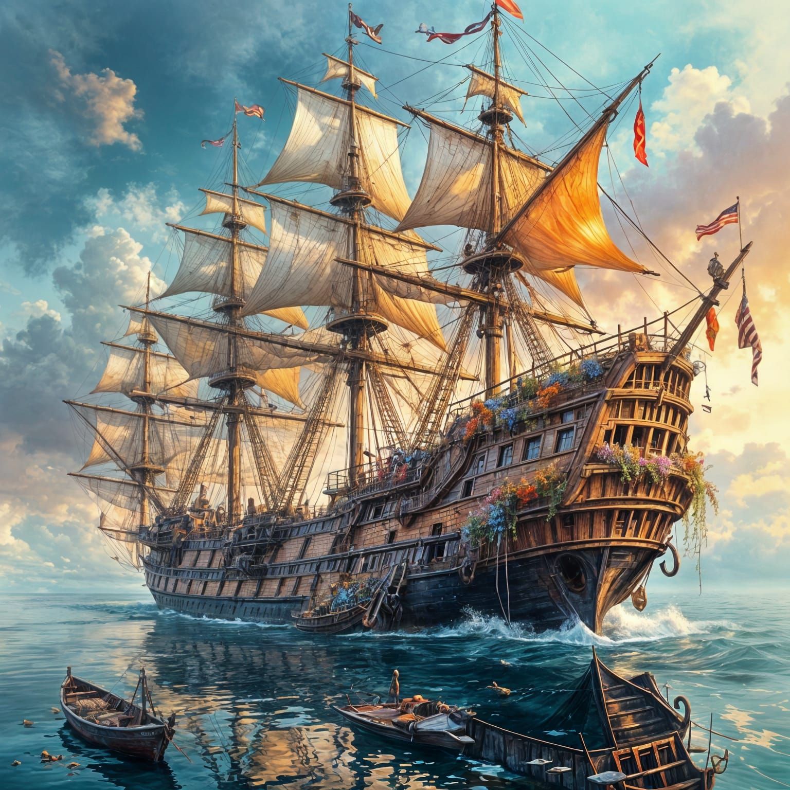 A beautiful ship of old times