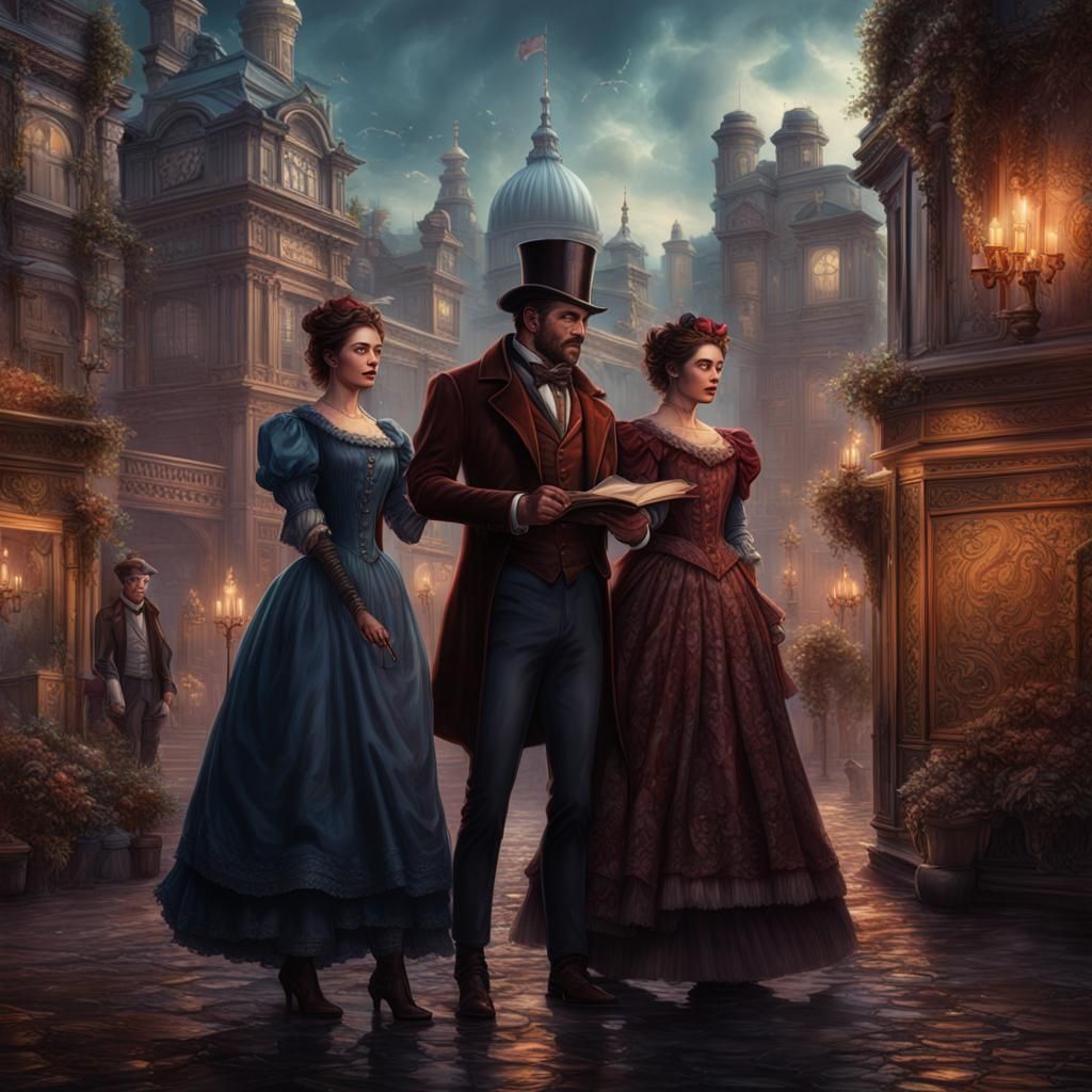 Victorian Romance Book Cover: Love Triangle