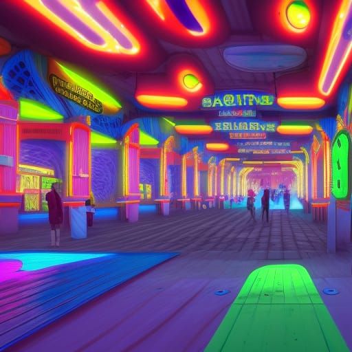 Balloon Arcade on Brighton Pier: A Neon Fantasy