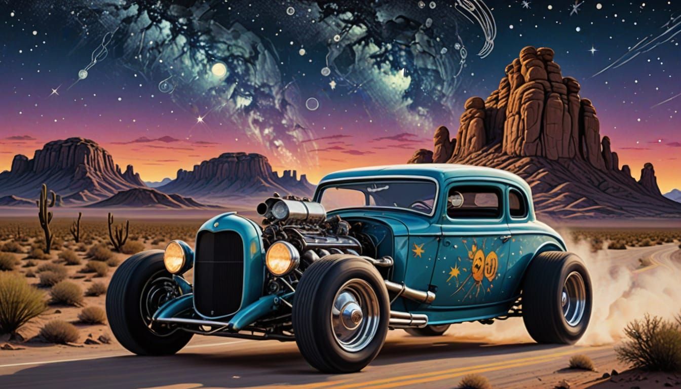 Skeleton Driver Hot Rod in Ed Roth Style