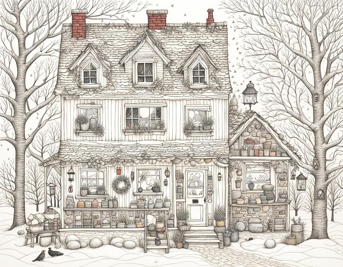 Intricate Cozy Home Interior in Naive Art Style