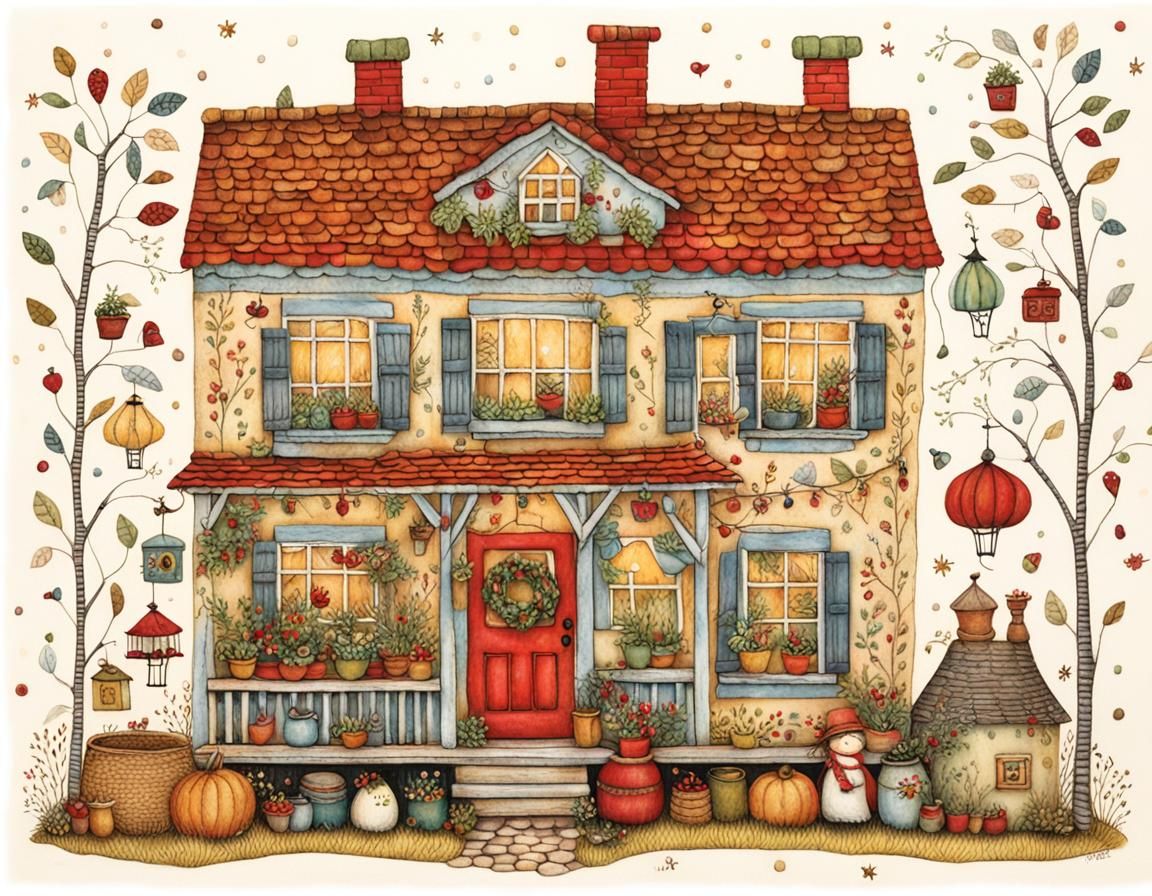 Whimsical Cozy Cottage in Intricate Detail