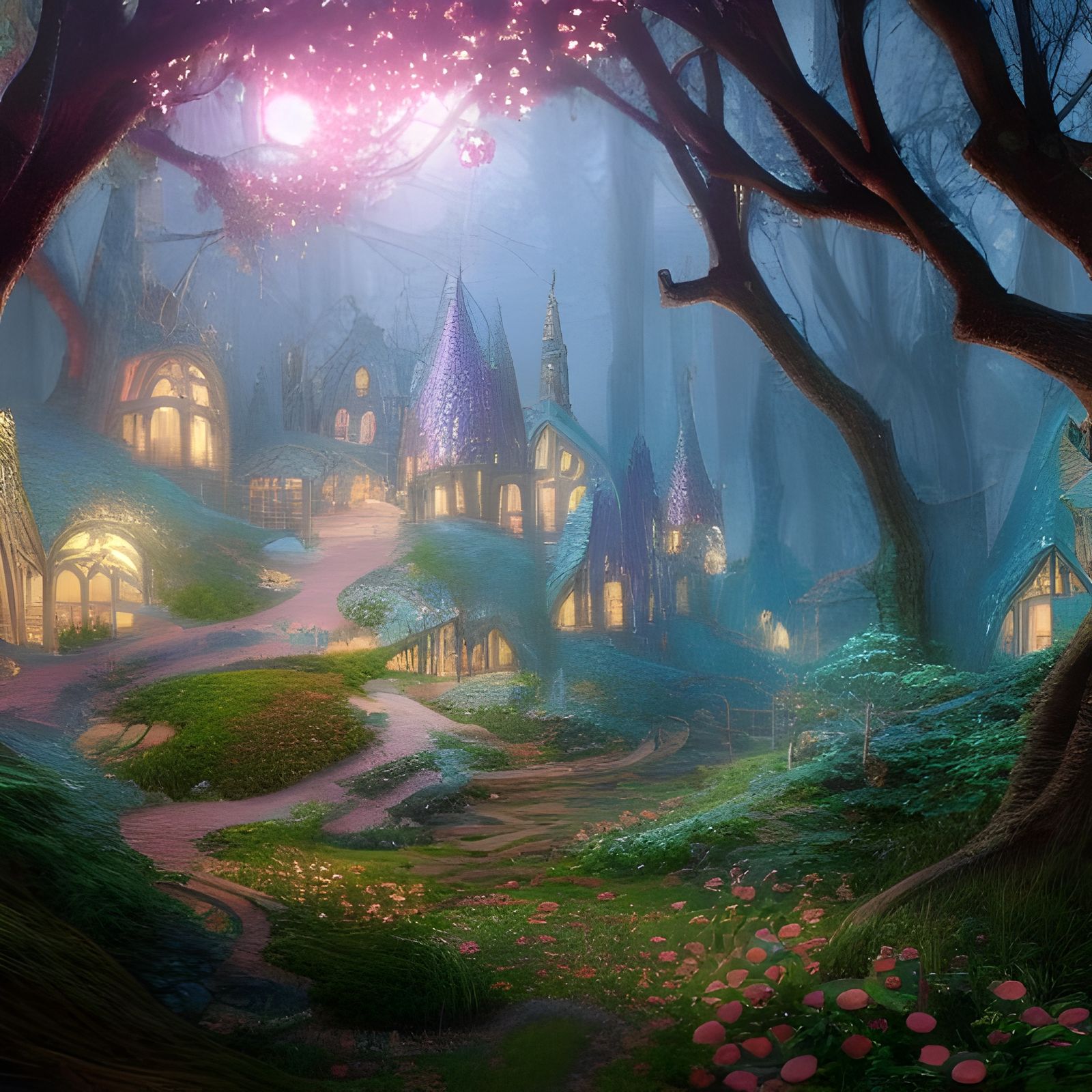 Whimsical Fairy Wonderland in Detailed Matte Painting