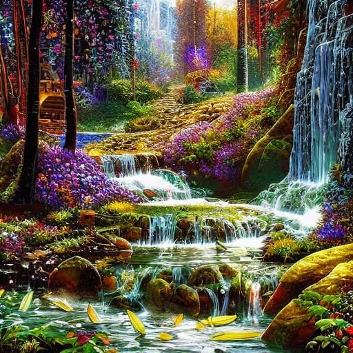 Sparkling Gemstone Mosaic Waterfall Wall Art