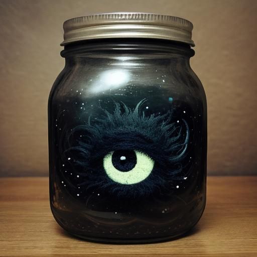 Soot sprite, cute gothic creature  with googley  eyes   hold...