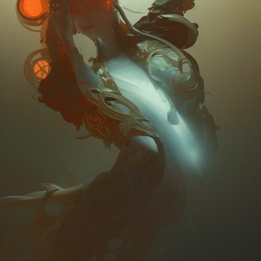 Dynamic Concept Art in Orange and Teal