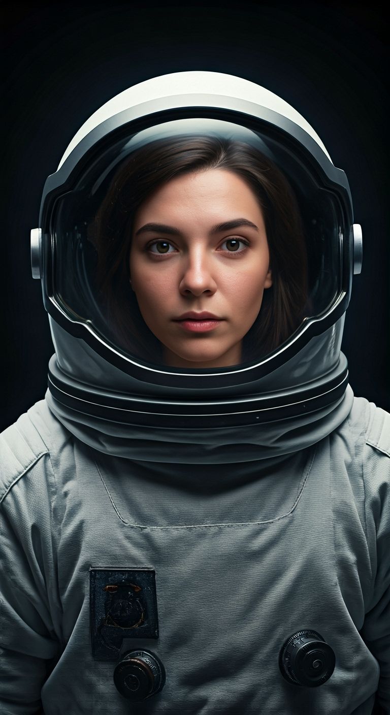 Astronaut Flying in Space with Natural Face