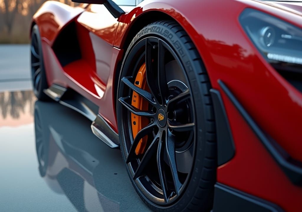 Supercar Wheel in Hyperrealistic Style