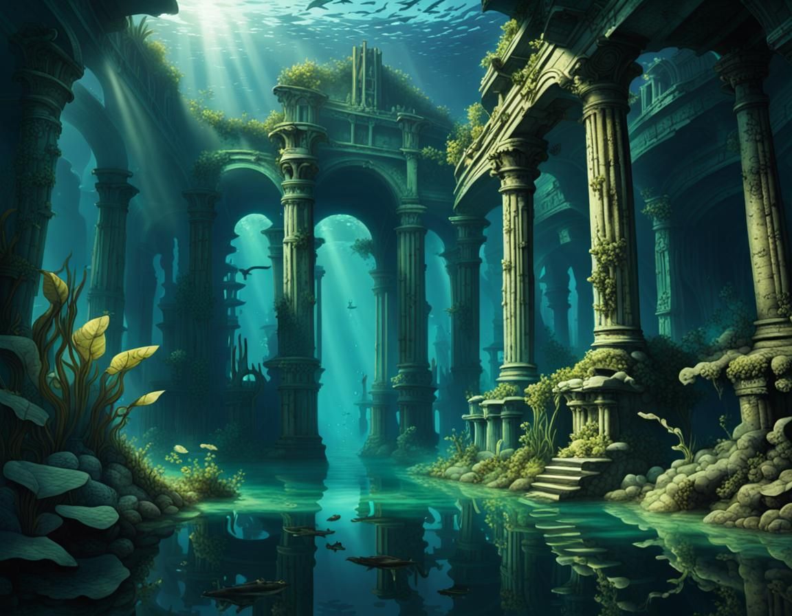 Ruins of Atlantis in the Deep Ocean