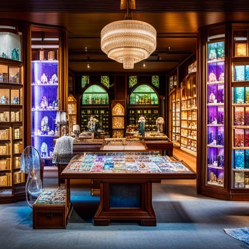 Shop Interior Displaying Colorful Crystals