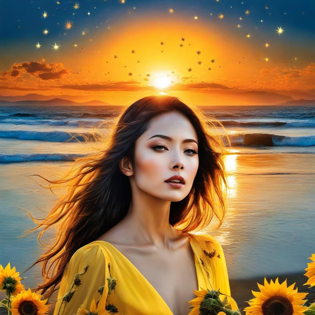 Yellow Dress at Sunset.