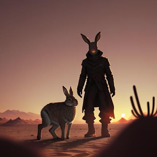Starving Rabbit in Desert Sunset, Sinister Art