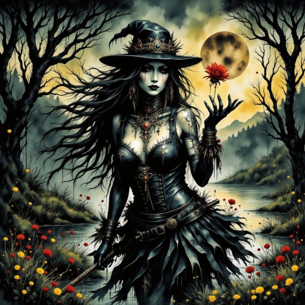 Ethereal Swamp Siren in Dark Water-Inspired Visual Kei Style