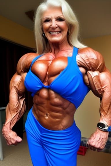 Muscular Elderly Bodybuilder with Ripped Physique