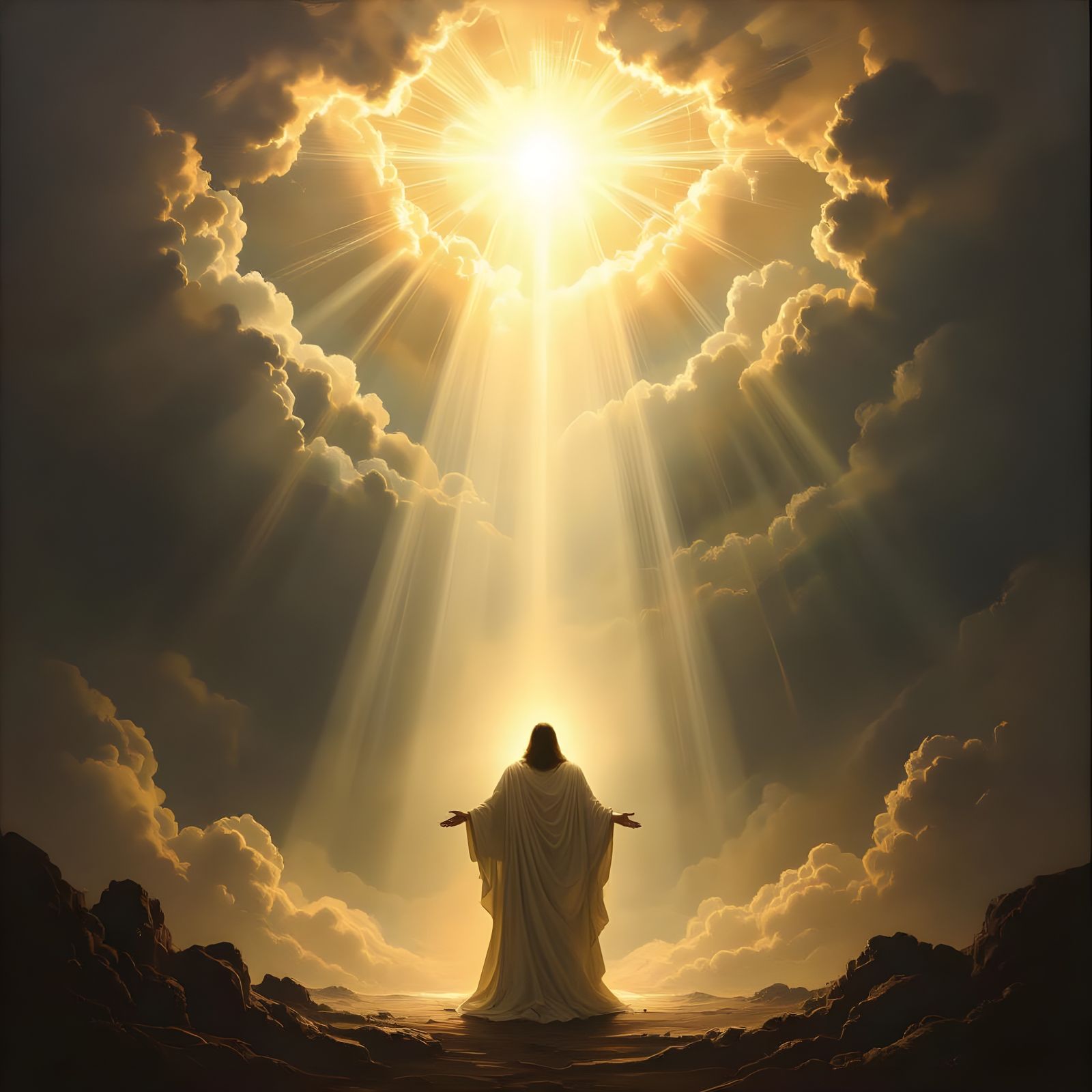 Divine Light Aura in Baroque Oil Painting Style