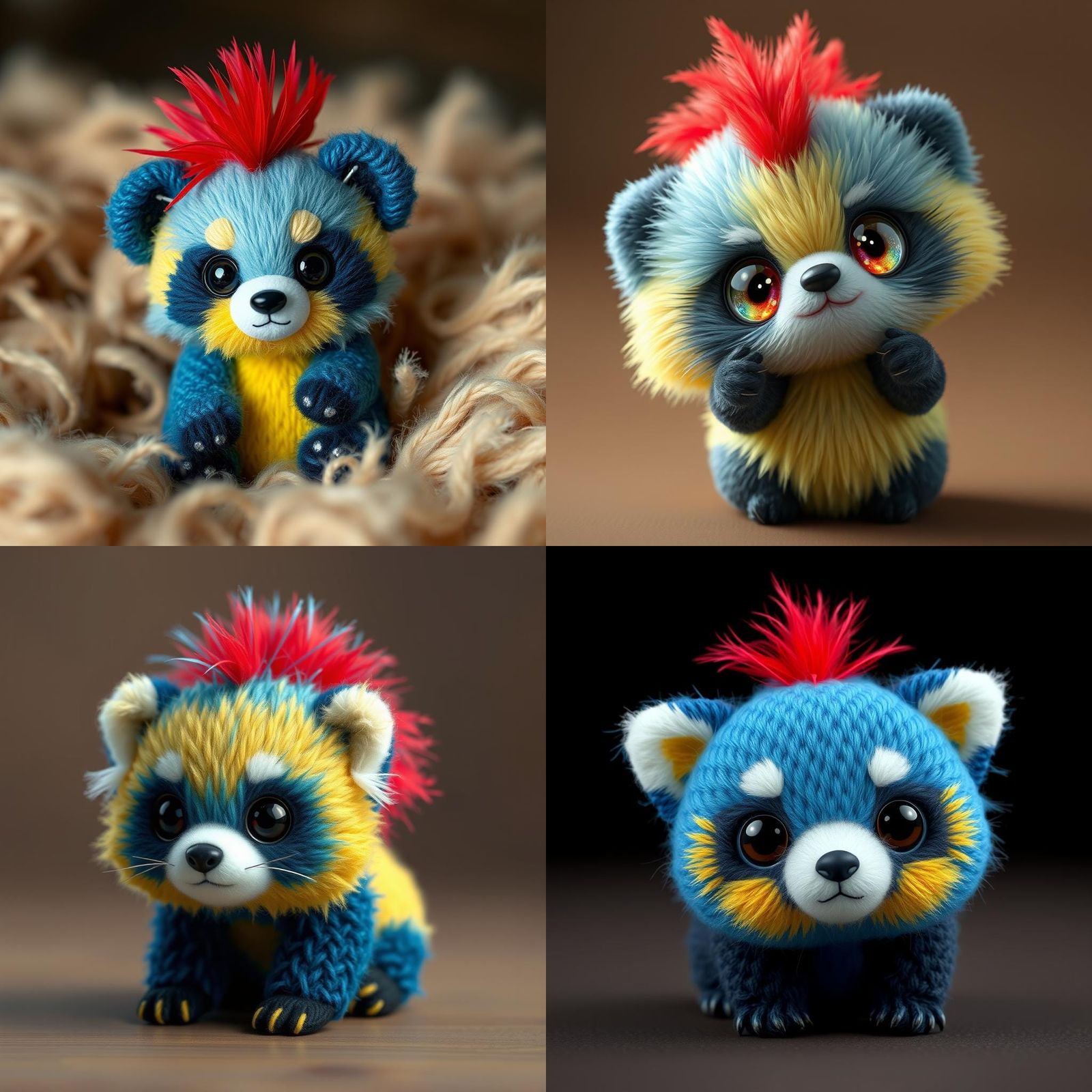 Cute Blue and Yellow Panda in 3D Anime Style