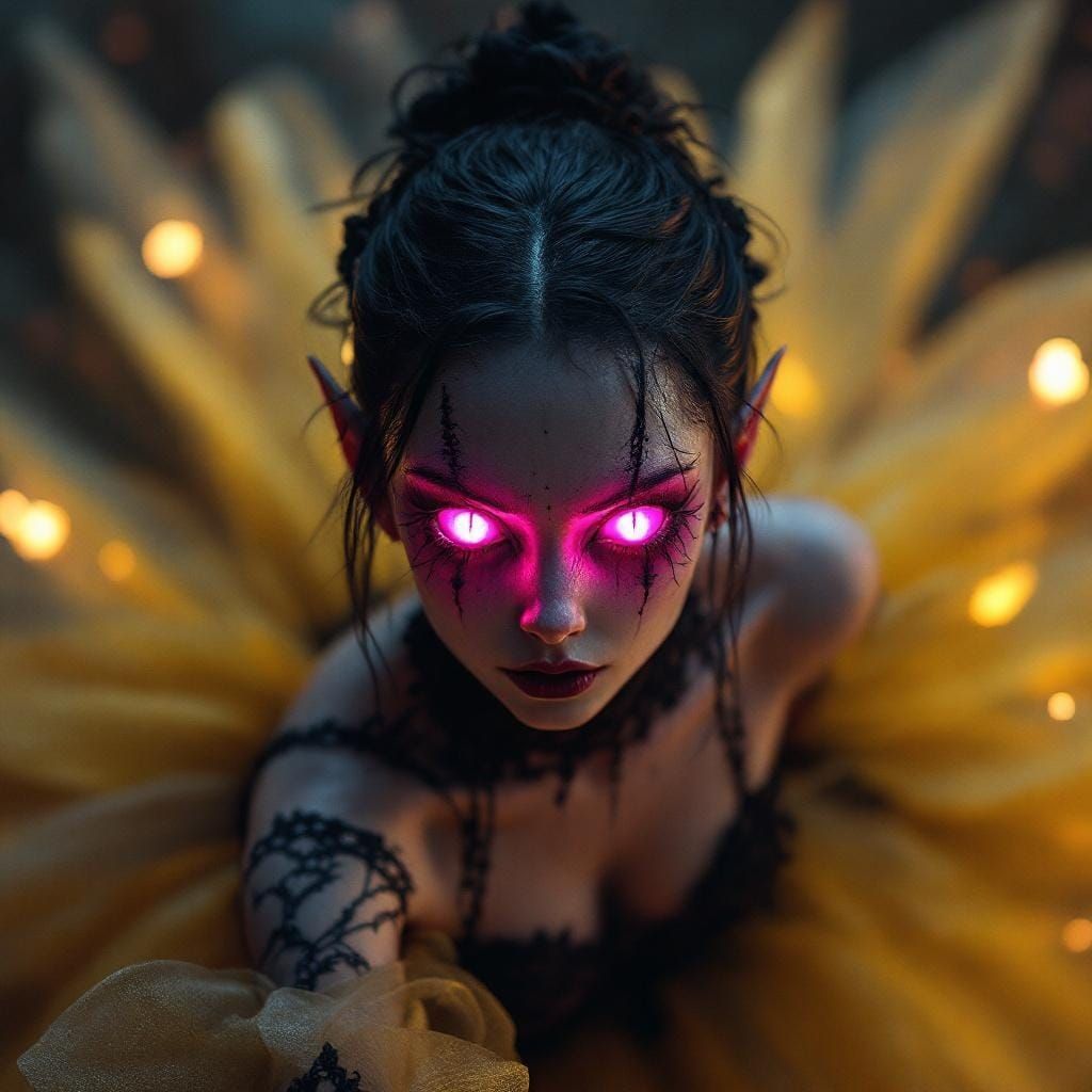 Sinister Goblin Ballerina with Pink Eyes