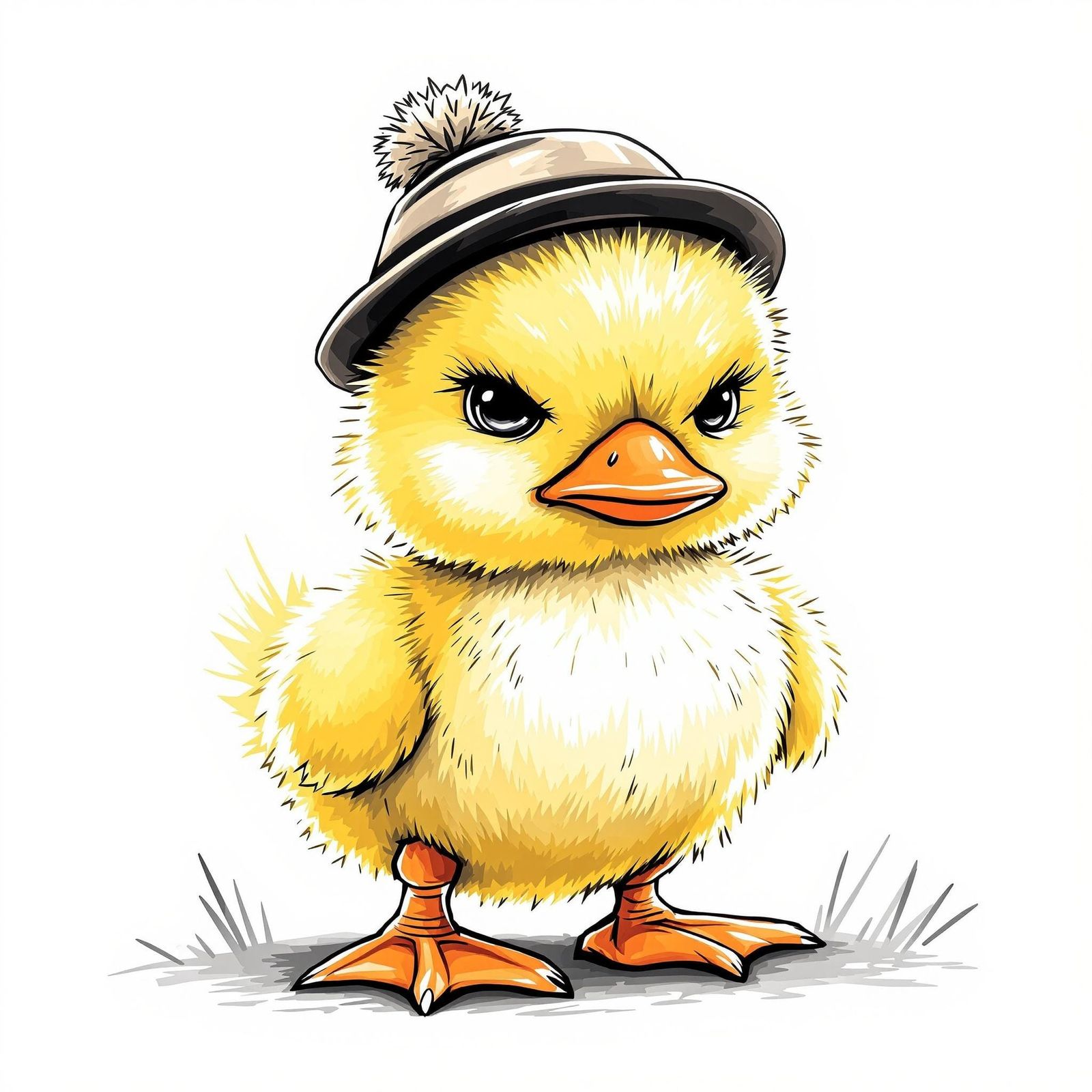 Grumpy Duckling in a Hat: AI Generated Image