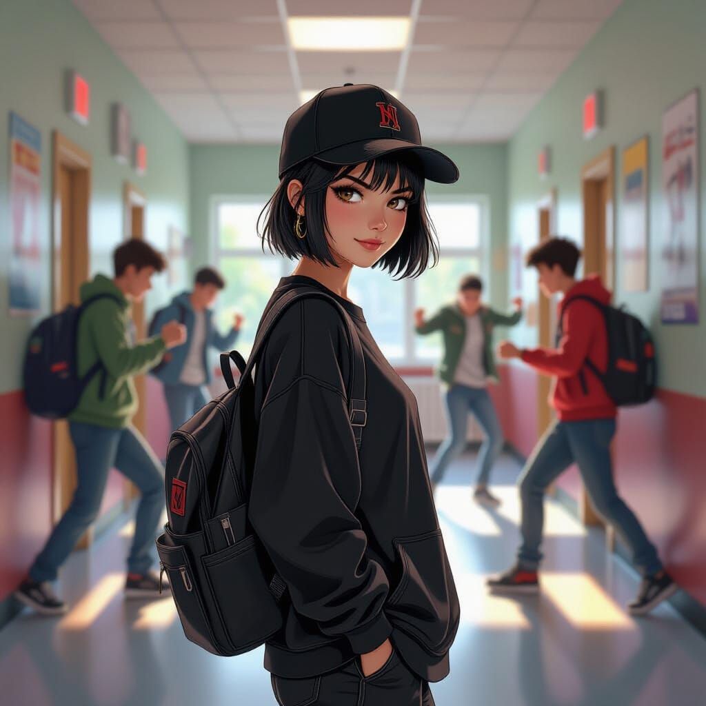 Confident Girl Walks Away from School Fight