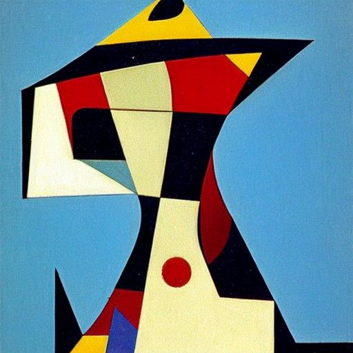 Abstract Cubist Cat in Top Hat