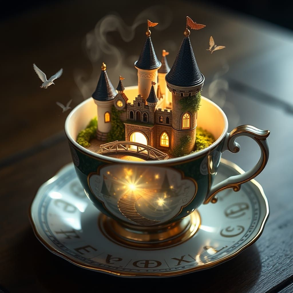 Magical Castle Inside Porcelain Teacup