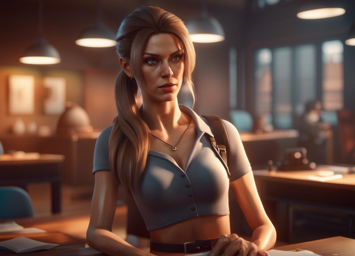 Attractive Teacher in Detailed 3D Game Art