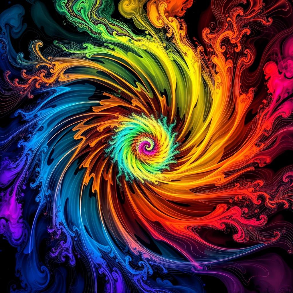 Abstract Multicolored Dust Fractal with Zentangle Patterns