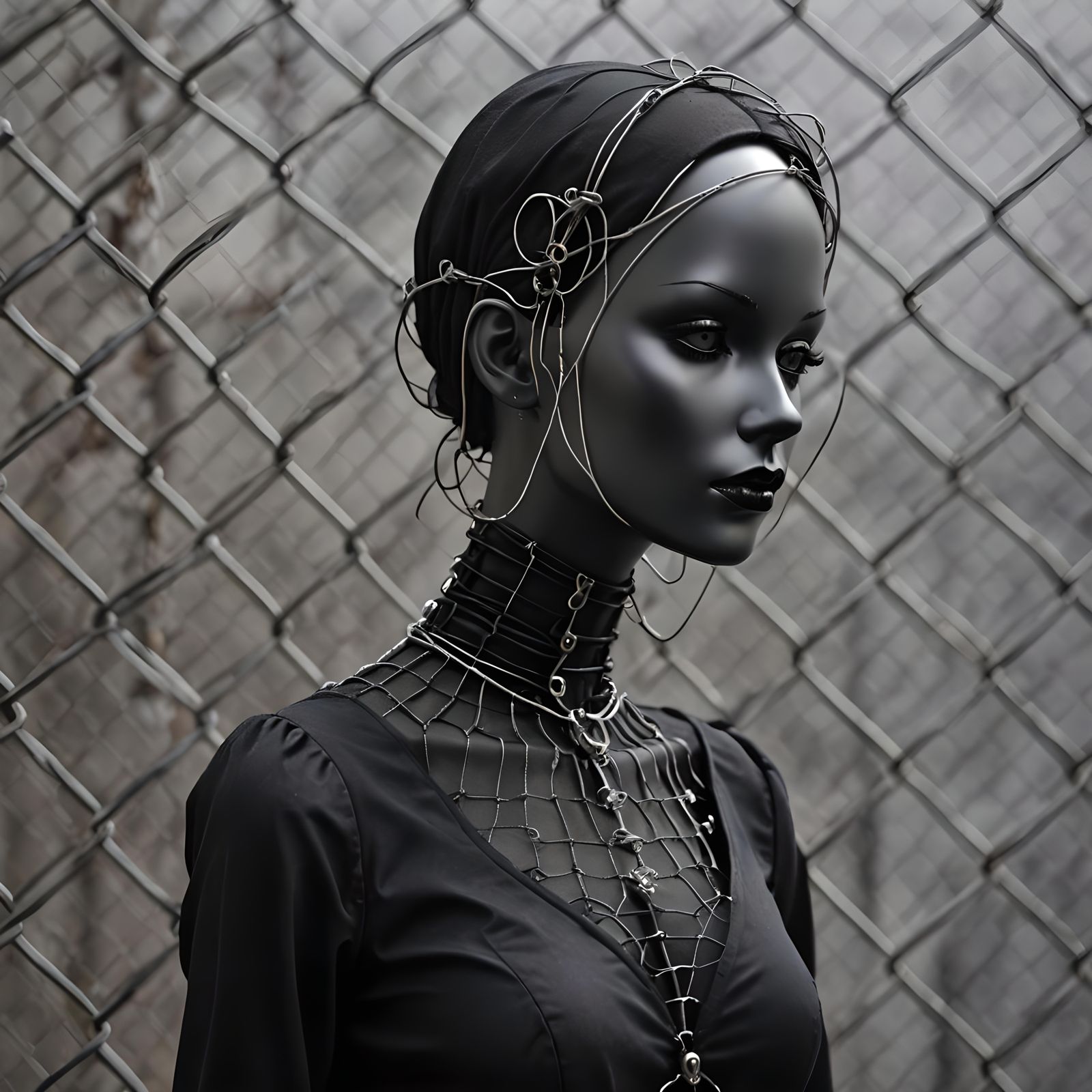 Gothic Mannequin in Black and Silver