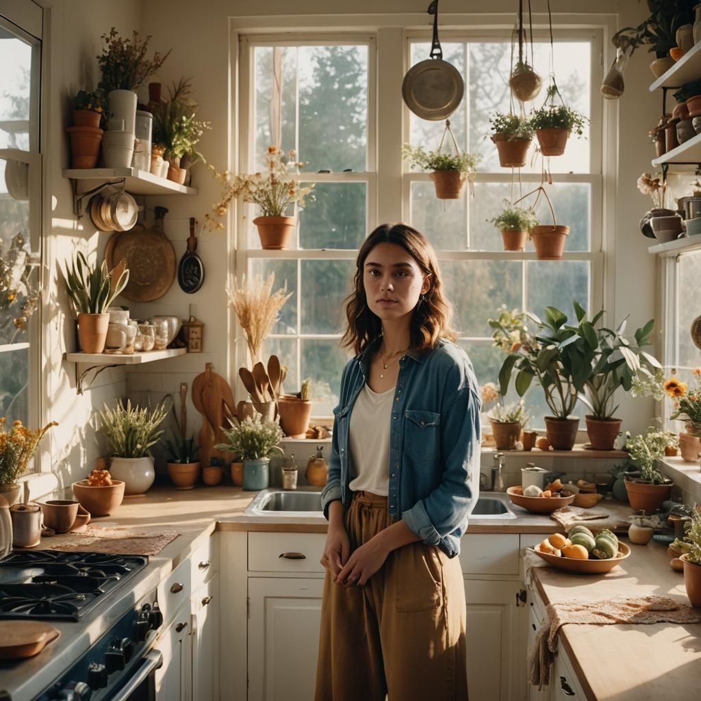 Boho Kitchen Film Still with Natural Light