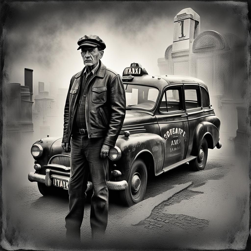 Classic Taxi Driver in Film Noir Style