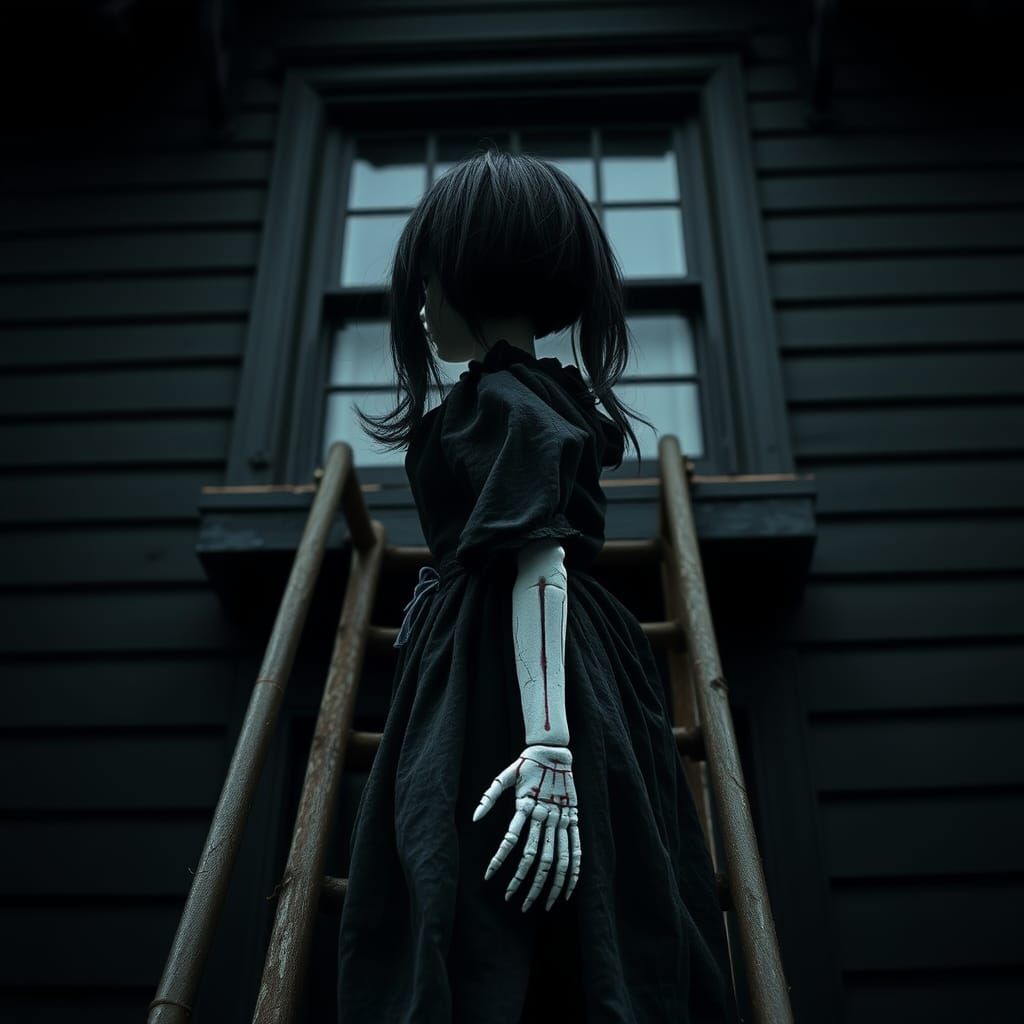 Cracked Porcelain Doll Descending Ladder