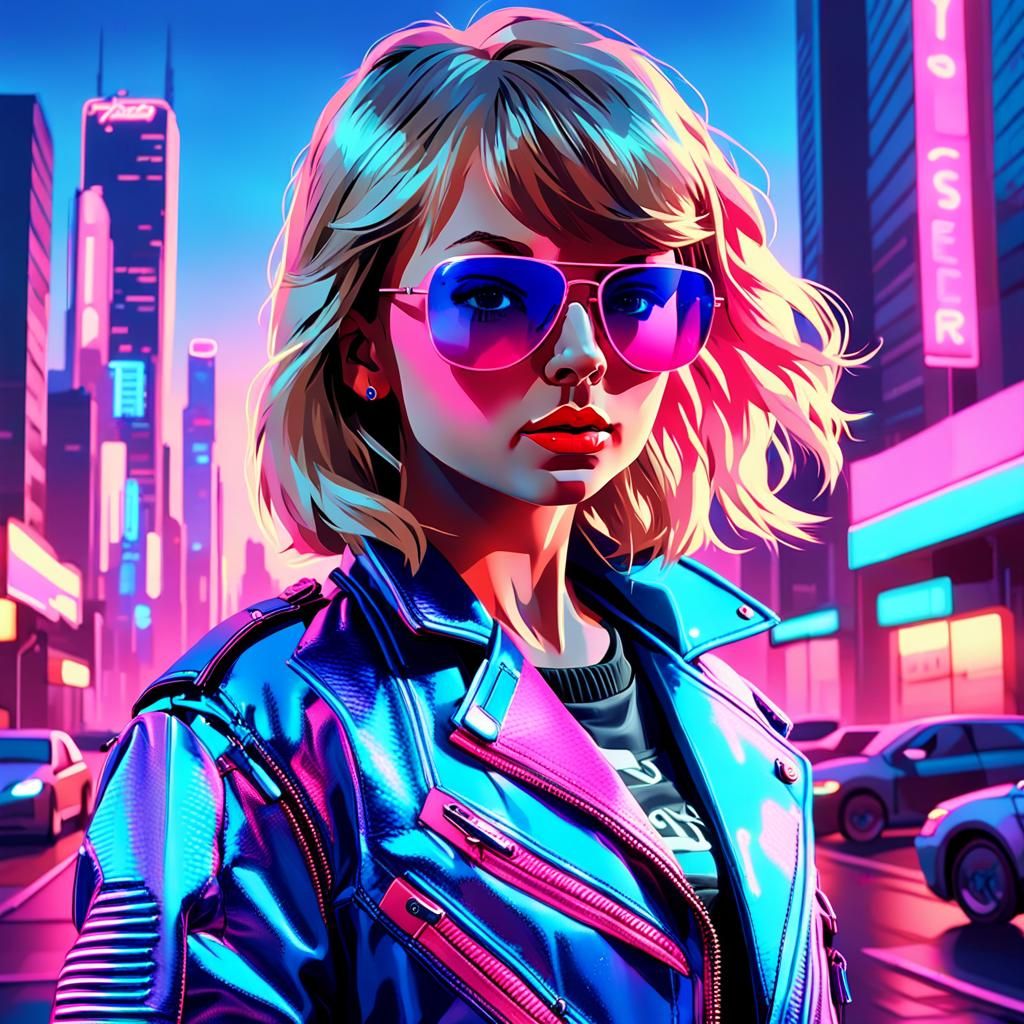 Synthwave Portrait in Cyberpunk Style with Neon Lighting