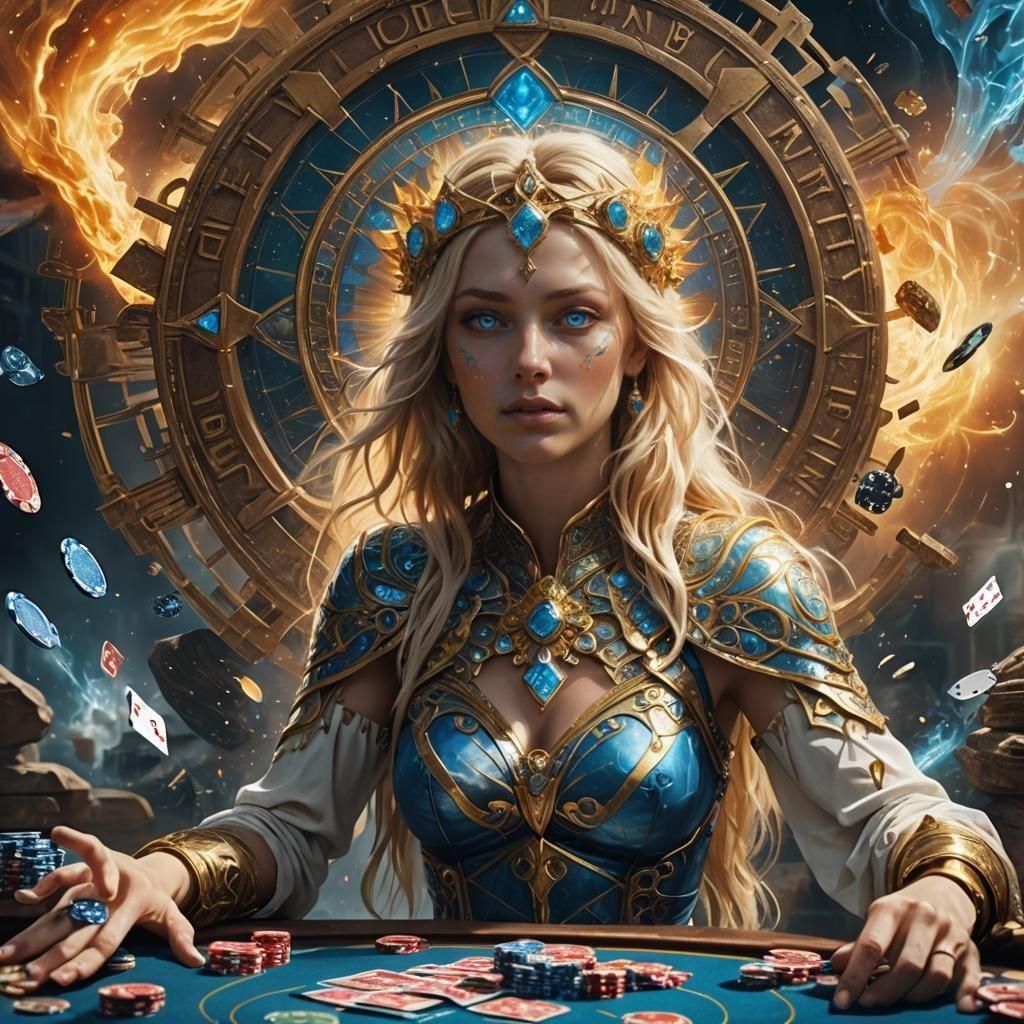 Poker Game with God: Detailed Fantasy Art