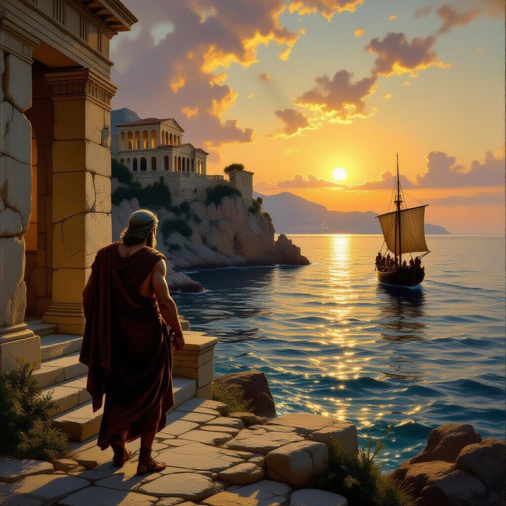 Odysseus Returns to Ithaca in Classical Oil Painting