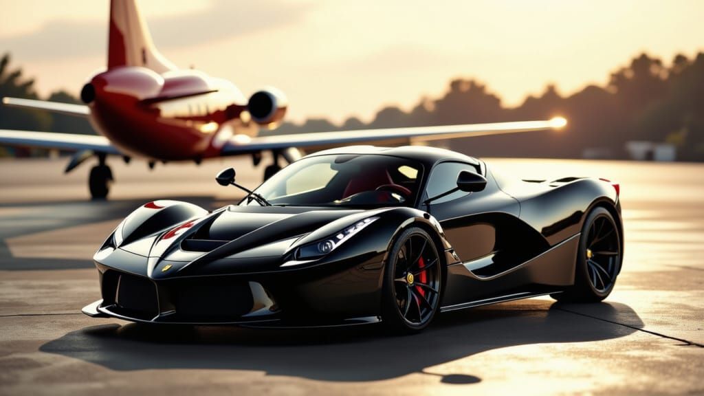 Black LaFerrari & Red Jet in Cinematic Style