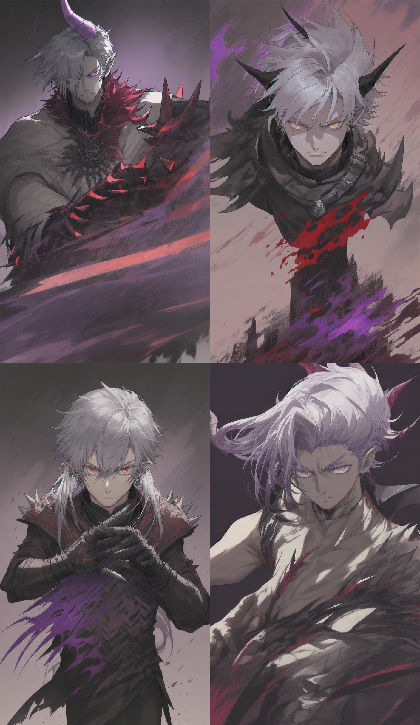 Platinum Tiefling Warrior with Crimson Viking Hair