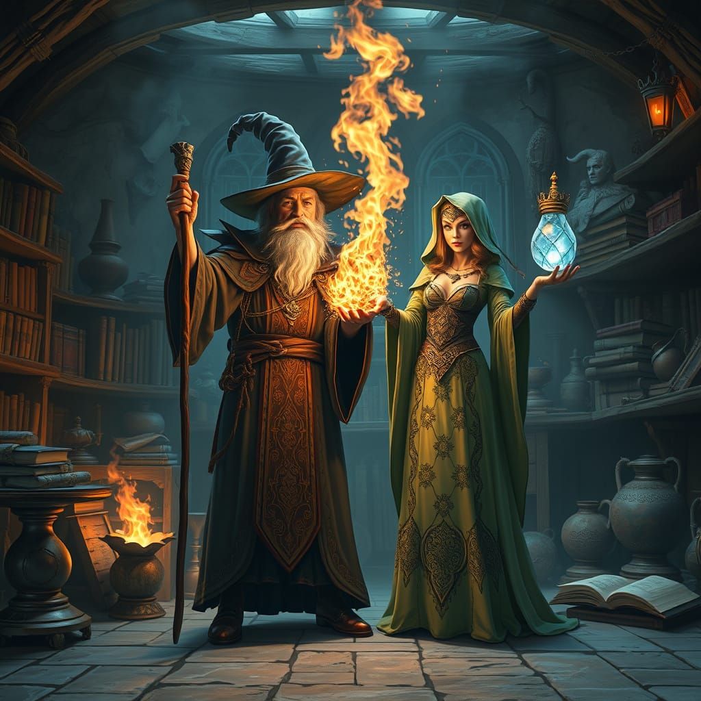 Wizard vs Sorceress in fire starting competition