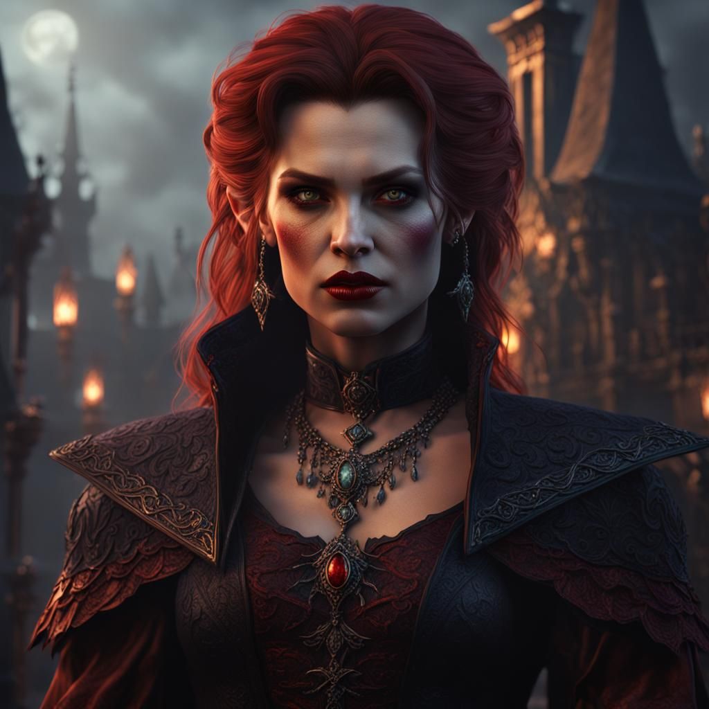 Detailed Female Vampire Fantasy Concept Art