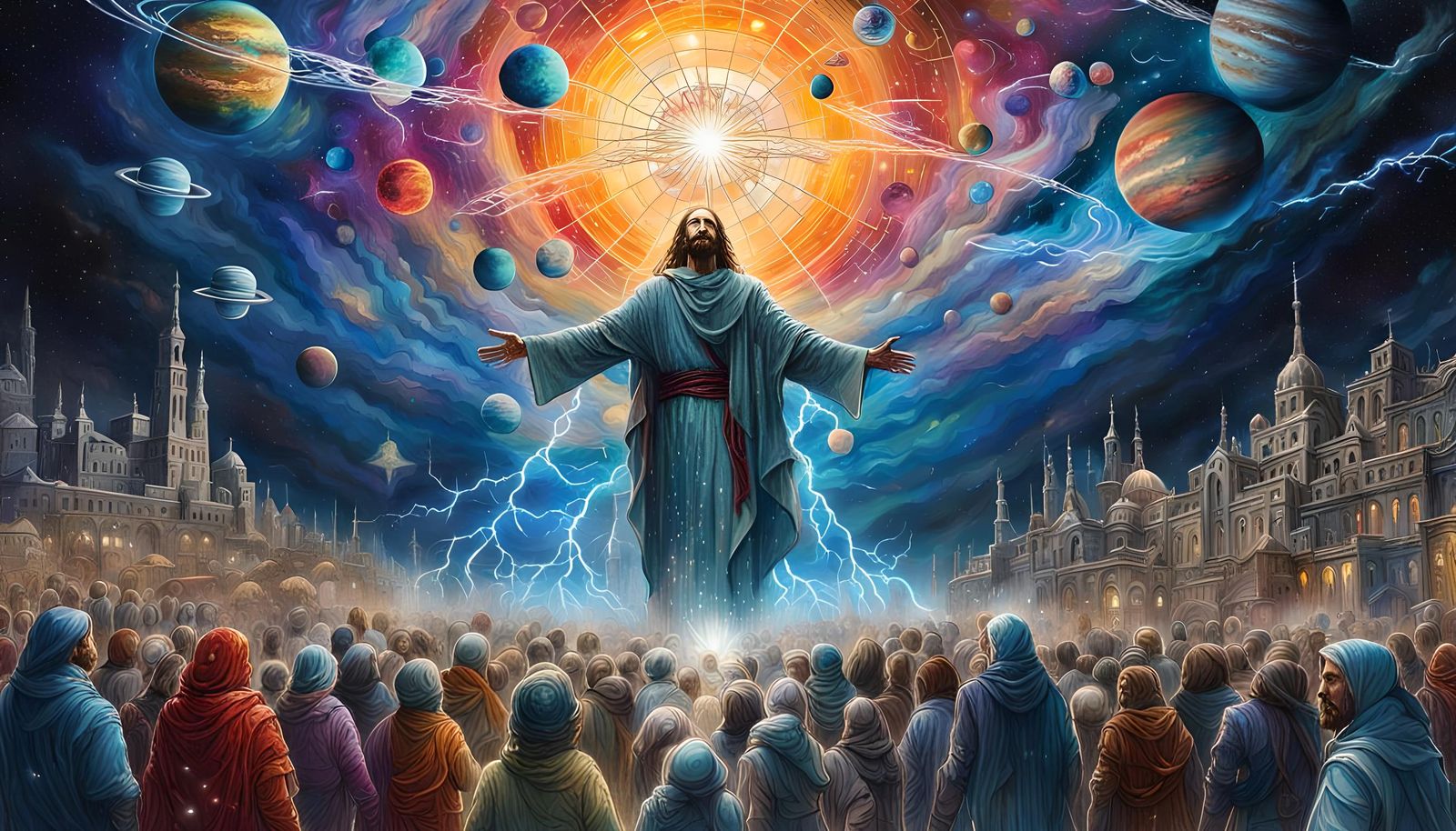 Heavenly Ascent: A Sci-Fi Pop Surrealism Vision