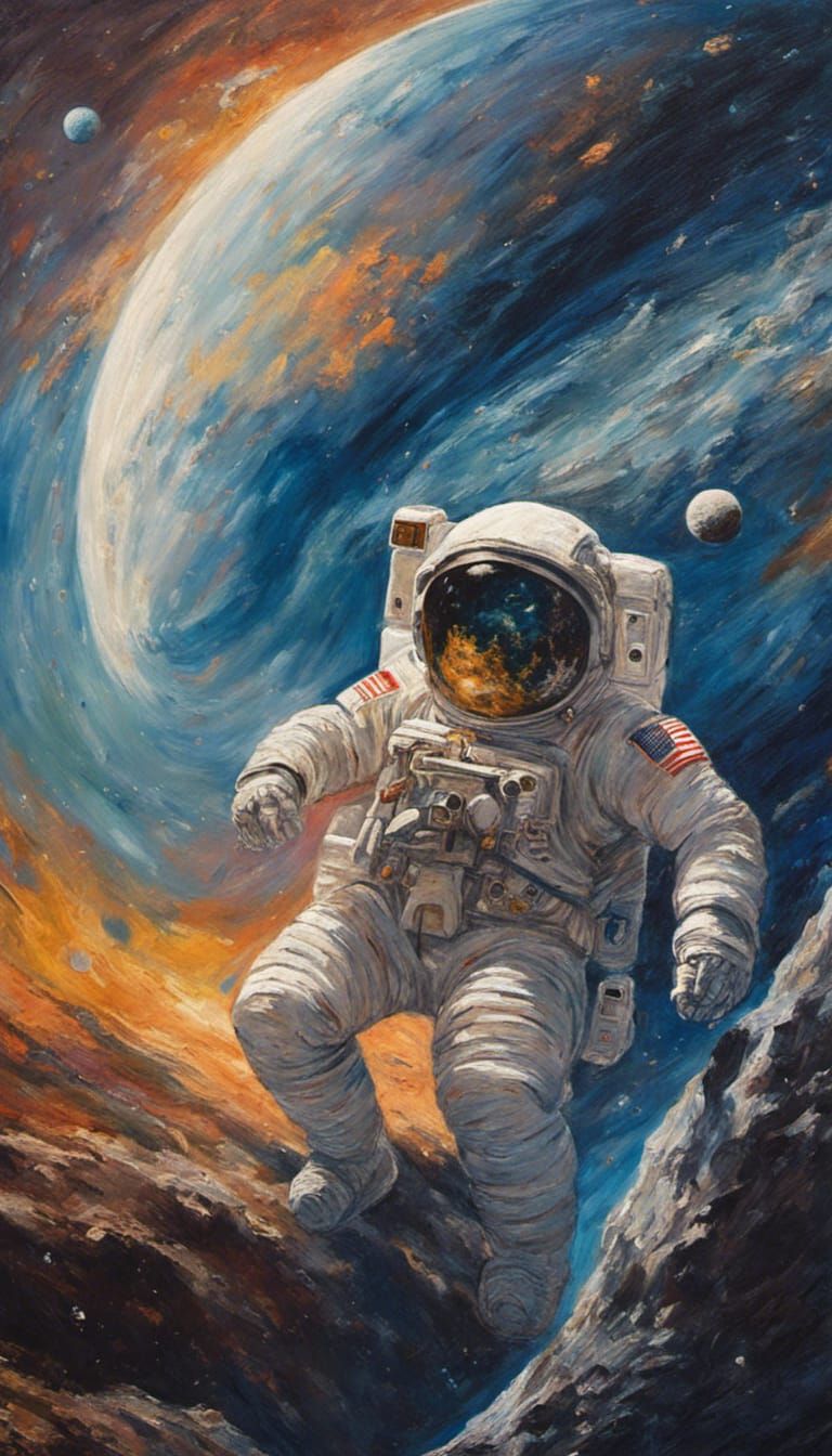 Astronaut on Moon: Impressionist View of Earth