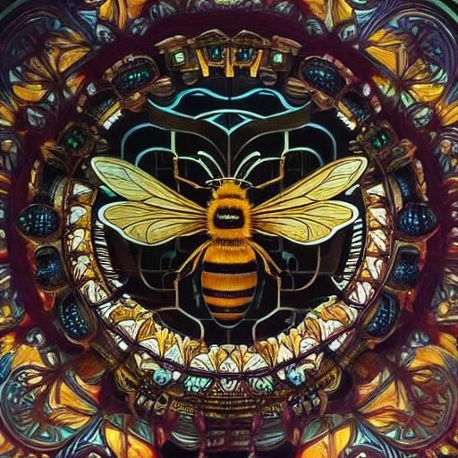 Hyperdetailed Bee Inspired by Art Nouveau Masters