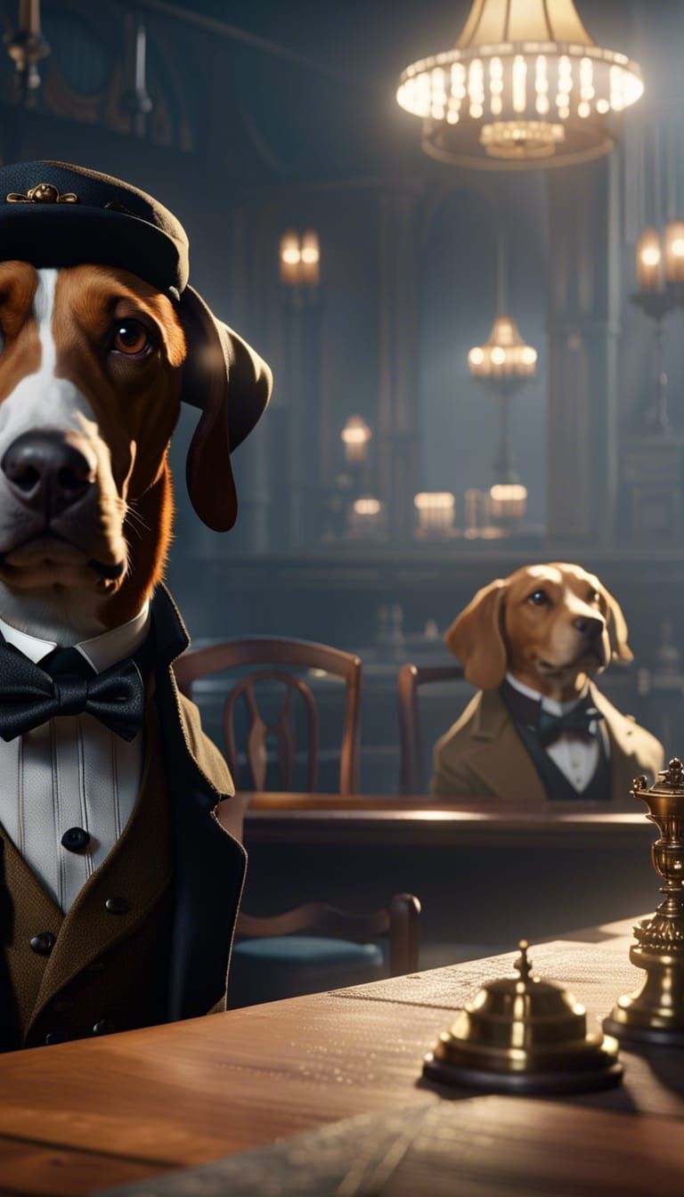 Anthropomorphic Dog Gangsters in Hyperrealistic 8k Resolutio...