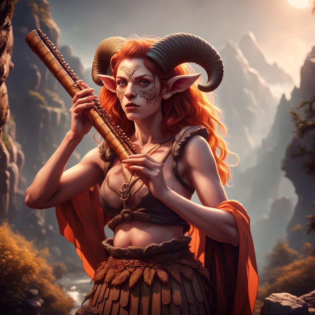 Female Satyr Bard with Pan Flute