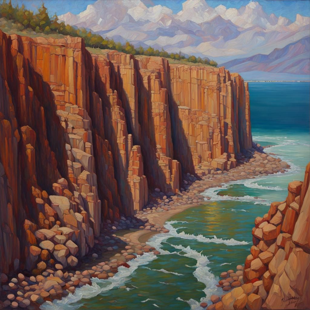 Stained Glass Palisade in Oil Painting Style