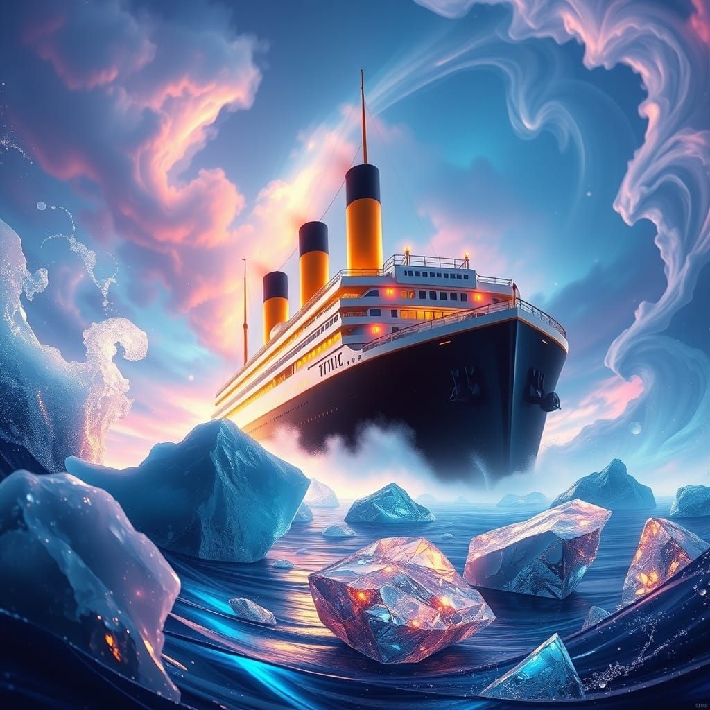 Majestic Titanic Rises from Iridescent Depths in Dreamlike S...