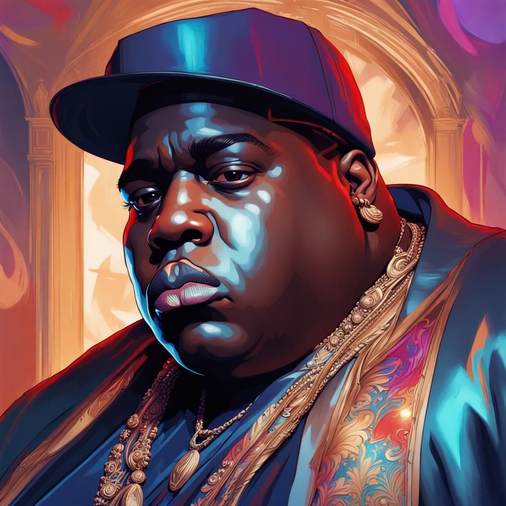 Hyperrealistic Portrait of Notorious B.I.G, Concept Art